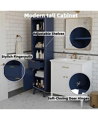 Phying 68" H Tall Bathroom Storage Cabinet with Adjustable Shelves and One Drawer and Door, Storage Cabinet for Bathroom, Living Room