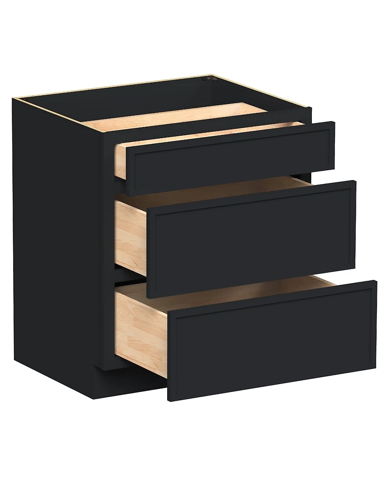 Boyel Living 30 Inch Wide 3-Drawers Base Cabinets, Ready to Assemble Kitchen Cabinet with Solid Wood Frame, Soft-Close Slides and Hinges