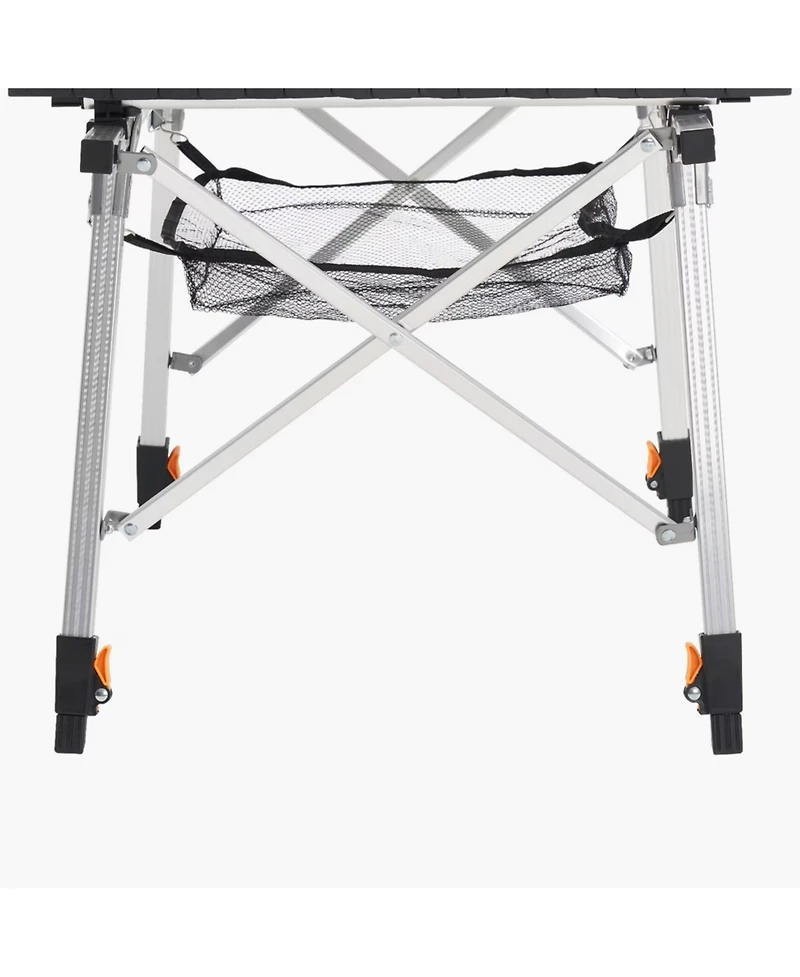 Yiortwo Folding Portable Camping Table, Aluminum Roll Up Picnic Table with Mesh Shelf