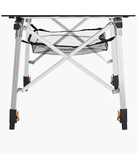 Yiortwo Folding Portable Camping Table, Aluminum Roll Up Picnic Table with Mesh Shelf