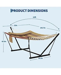 gaomon 2 Person Hammock with Stand for Outside, Double Hammock with Stand and Pillow, Max 450 Lbs Capacity with Balance Rope