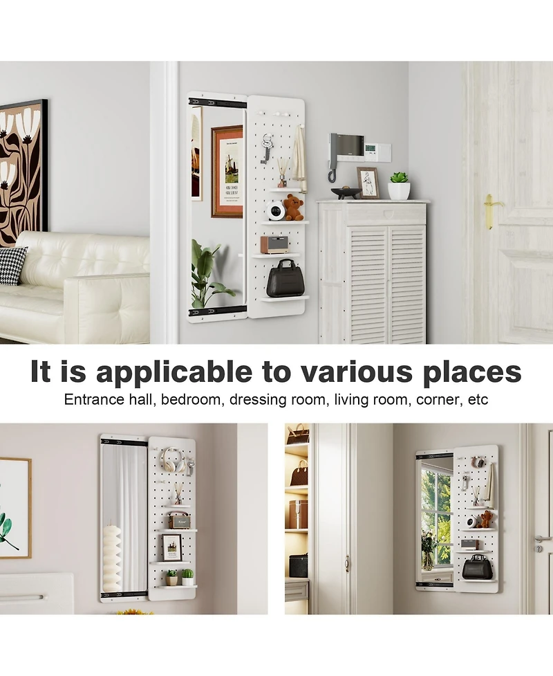 Phying Wall Mounted Full Length Mirror Multi-Functional Push Pull Design Space Saving Panel Mirror for Bedroom Living Room Entrance Decor