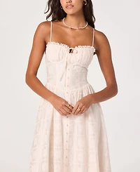 Astr the Label Women's Aubrey Sweetheart Neck Embroidered Eyelet Midi Dress