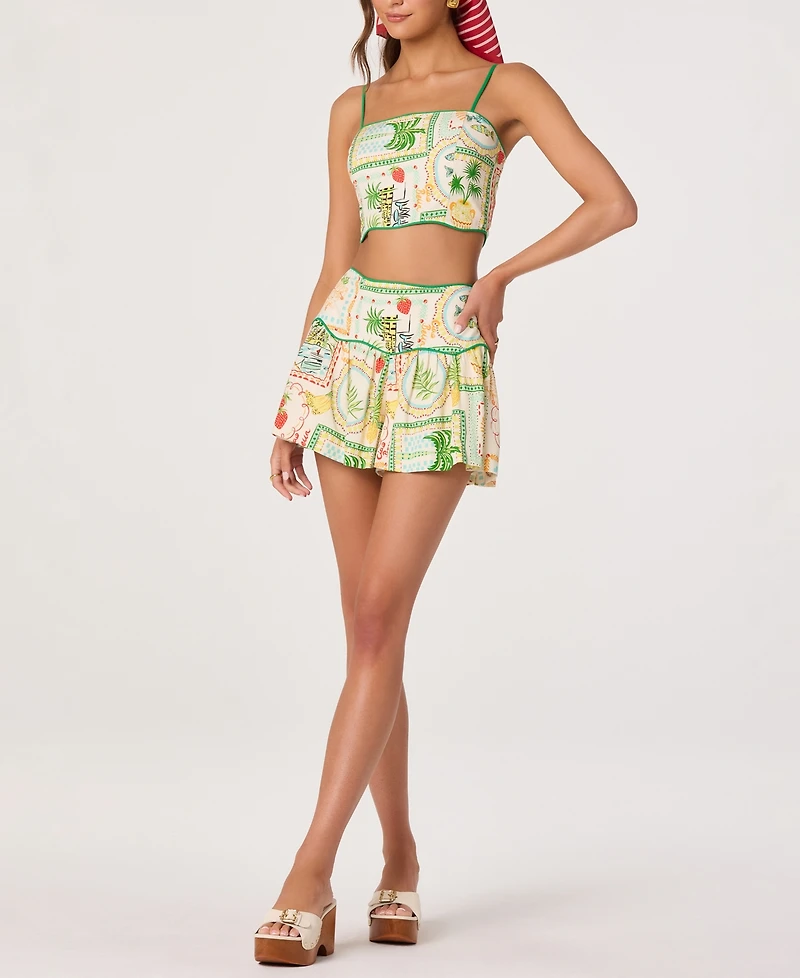 Astr the Label Women's Heidi Printed Sleeveless Cropped Tank Top