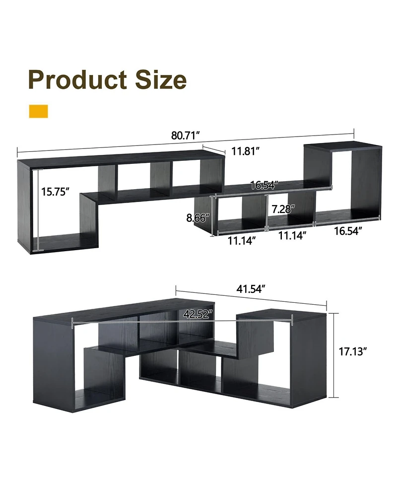 Rainsken 2 Pieces Cube Tv Stand, for under 80 Inch Tv, Free Combination Gaming Entertainment Center Media Open Storage Shelf, Living Room