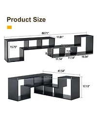 Rainsken 2 Pieces Cube Tv Stand, for under 80 Inch Tv, Free Combination Gaming Entertainment Center Media Open Storage Shelf, Living Room