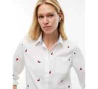 Tommy Hilfiger Women's Printed Roll-Tab Collared Shirt