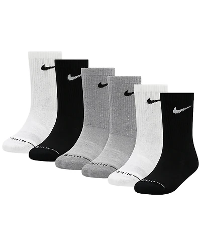 Nike Boys' and Girls' 4-7 Dri-fit Elevated Crew Socks, 6-Pack