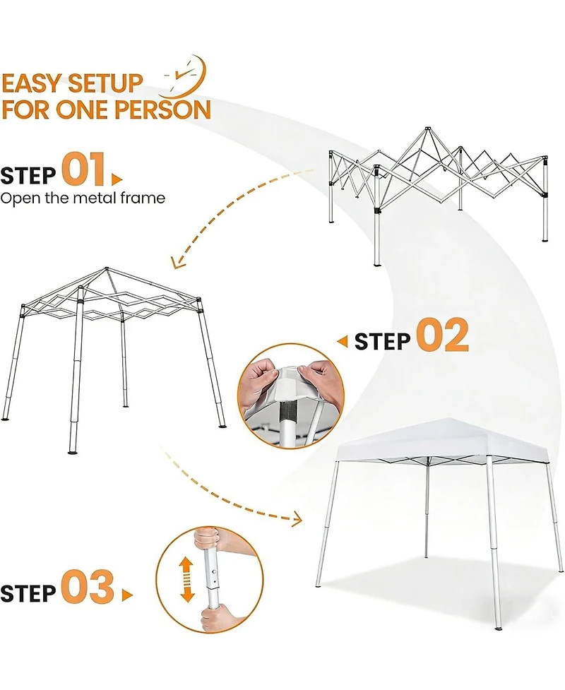 gaomon 10 x 10 Feet Pop Up Canopy Tent with Carrying Bag, Slant Leg Instant Gazebo for Beach, Patio, Deck and Garden