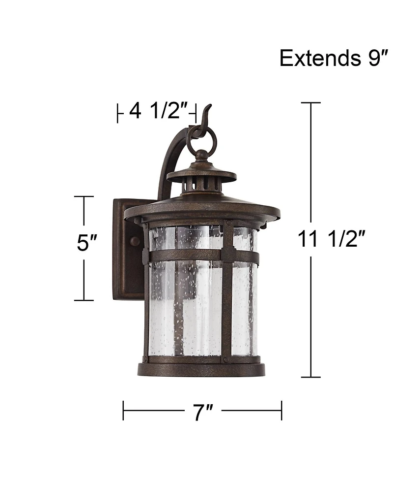 Franklin Iron Works Callaway Rustic Industrial Outdoor Wall Light Fixtures Set of 2 Clear Seedy Glass for Post Exterior