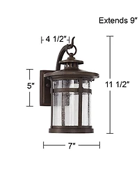 Franklin Iron Works Callaway Rustic Industrial Outdoor Wall Light Fixtures Set of 2 Clear Seedy Glass for Post Exterior