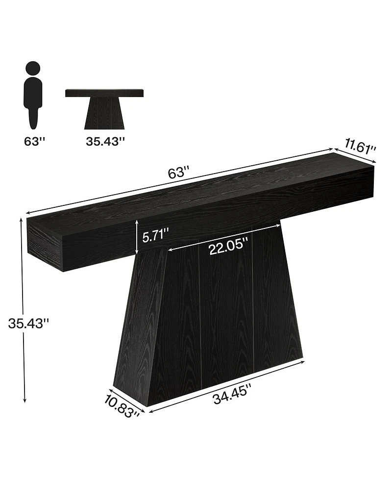 Slickblue 63" Farmhouse Console Table with Trapezoid Base