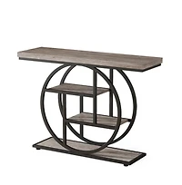 Slickblue 41.3" Industrial Console Table with 4 Tiers and Circle Base