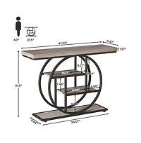 Slickblue 41.3" Industrial Console Table with 4 Tiers and Circle Base