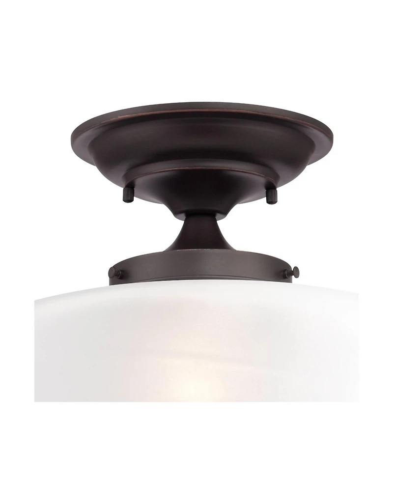 Regency Hill Schoolhouse Rustic Farmhouse Ceiling Light Semi Flush Mount Fixture 12inch Set of 2 Metal Glass Shade for Bedroom