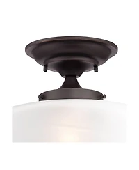 Regency Hill Schoolhouse Rustic Farmhouse Ceiling Light Semi Flush Mount Fixture 12inch Set of 2 Metal Glass Shade for Bedroom