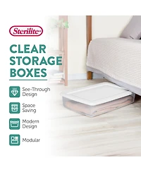 Sterilite 41 Quart Stackable Plastic Storage Box Home Organizer 6 Pack