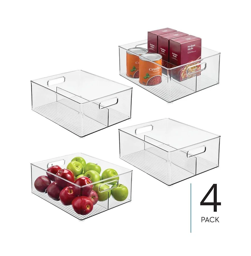 iDesign Divided Pantry Bin with Handles for Fridge or Pantry - Set of 4