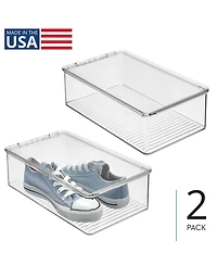iDesign Stackable Shoe Box with Lid for Sneakers or Flats, Set of 2