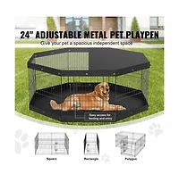 Ruie Foldable 8 Panel Metal Dog Playpen 24 in Pet Exercise Pen Indoor Outdoor