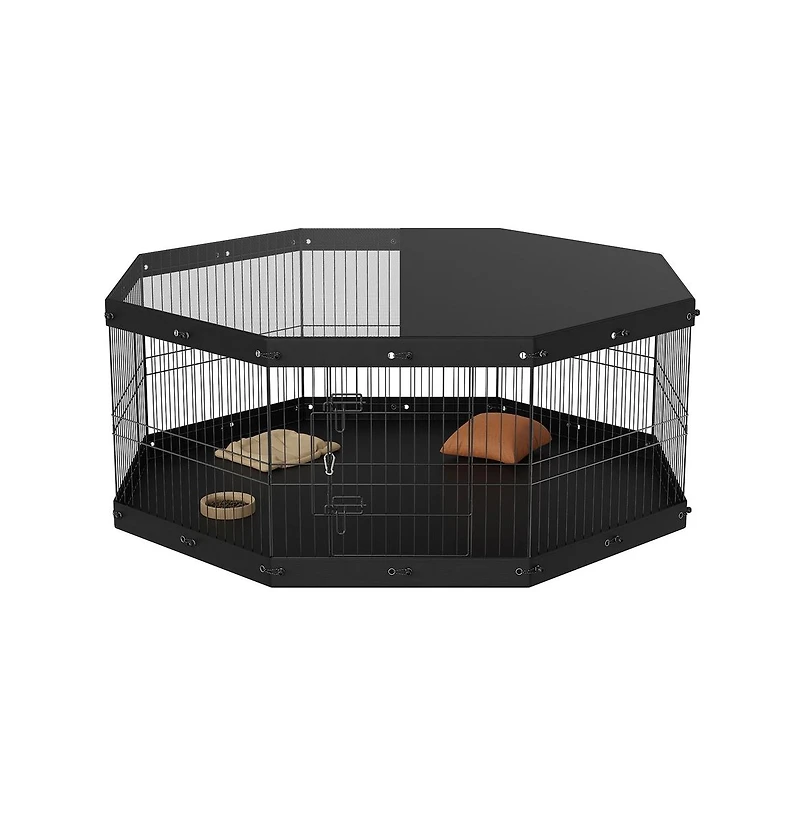 Ruie Foldable 8 Panel Metal Dog Playpen 24 in Pet Exercise Pen Indoor Outdoor