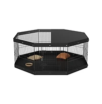 Ruie Foldable 8 Panel Metal Dog Playpen 24 in Pet Exercise Pen Indoor Outdoor