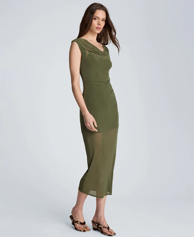 Kenneth Cole Women's Sleeveless Cowl Neck Midi Dress