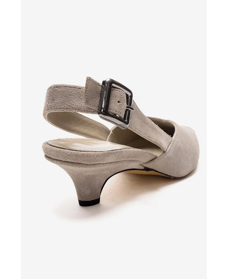 Forever and Always Women's Shoes Dioris Leather Slingback Kitten Heel Pump
