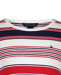 Tommy Hilfiger Girls' 7-16 Striped Ribbed Short-Sleeve Dress