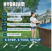 Bestway Hydrium 16 x 52" Steel Wall Round Above Ground Swimming Pool Set