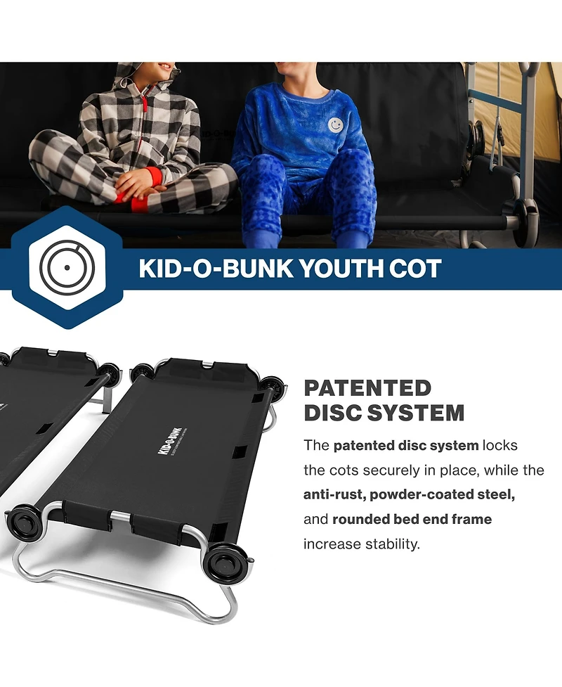 Disc-o-Bed Youth Double Cot Kid-o-Bunk with 200 Pound Capacity and Carry Bag