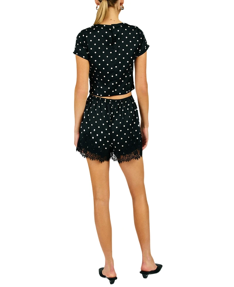 Line & Dot Women's Sophie Polka Lace Trim Shorts