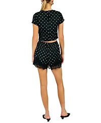 Line & Dot Women's Sophie Polka Lace Trim Shorts