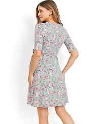 Hello Miz Materntiy Floral V-Neck Nursing Wrap Dress with Tie Waist