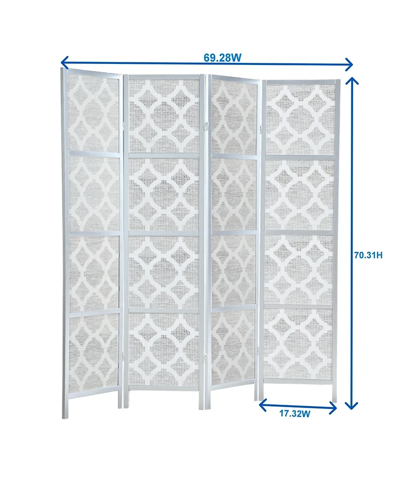 sumyeg 4-Panel Room Divider with Quatrefoil Diamond Design Folding Decorative Screen for Indoor Use