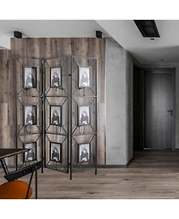 sumyeg 3-Panel Photo Frame Room Divider Screen with Antique Mirror and Candle Stick Design