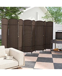 sumyeg 8-Panel Folding Room Divider with Handwoven Texture and Solid Wood Frame