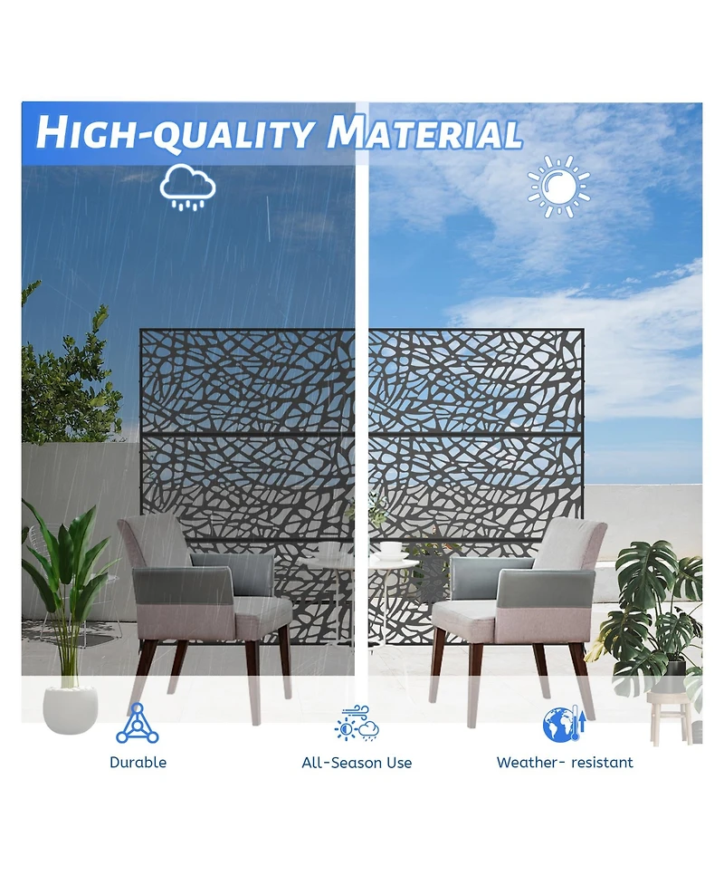 sumyeg Metal and Plastic Privacy Screen Freestanding Indoor Outdoor Room Divider with Mesh Design