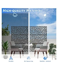 sumyeg Metal and Plastic Privacy Screen Freestanding Indoor Outdoor Room Divider with Mesh Design
