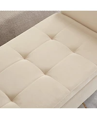 Flynama 51.5" Beige Milk Velvet Curved Arm Storage Bench