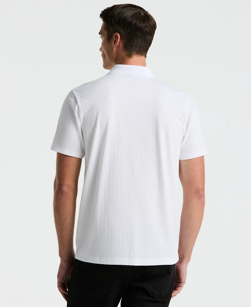 Perry Ellis Men's Short-Sleeve Seersucker Open Polo Shirt