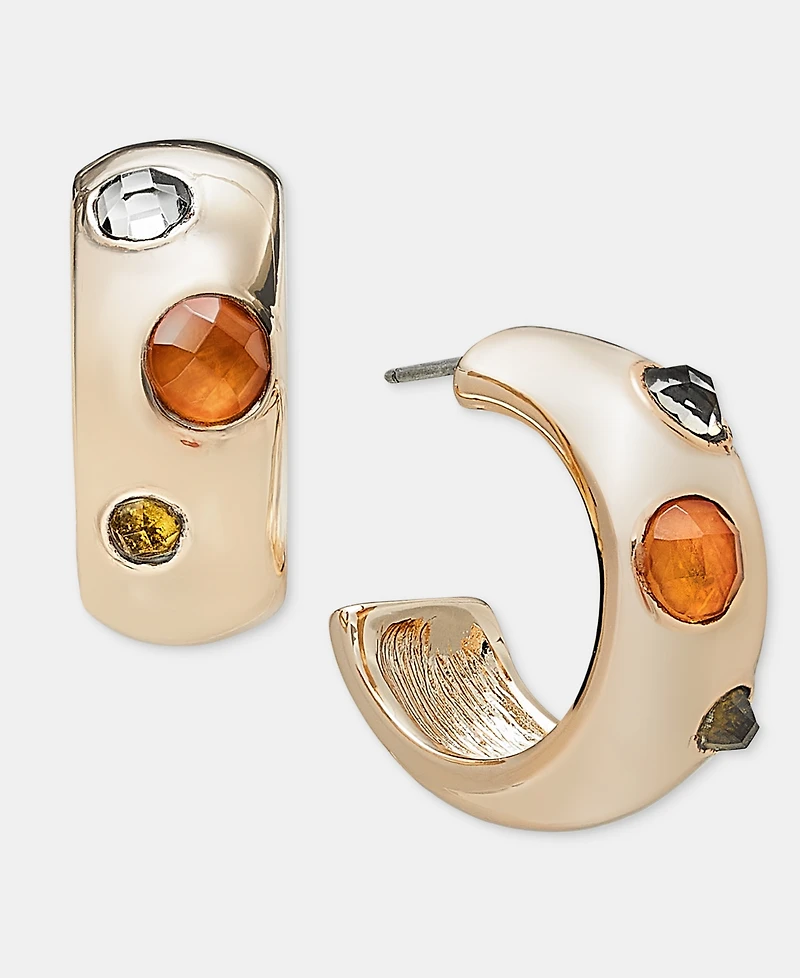 Anne Klein Small Stone C-Hoop Earrings, 0.82"