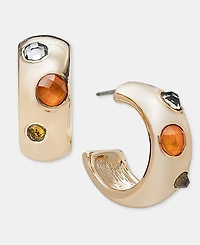 Anne Klein Small Stone C-Hoop Earrings, 0.82"