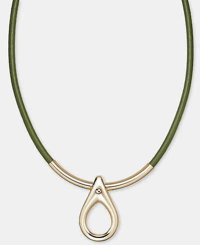 Anne Klein Teardrop Leather Cord Pendant Necklace, 16" + 3" extender