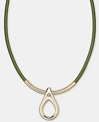 Anne Klein Teardrop Leather Cord Pendant Necklace, 16" + 3" extender