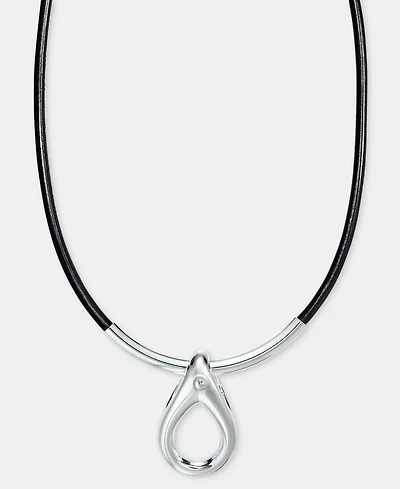 Anne Klein Teardrop Leather Cord Pendant Necklace, 16" + 3" extender