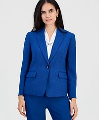 Kasper Petite Peak Lapel One Button Jacket Sleeveless Neck Tie Top Mid Rise Front Pocket Trouser Pants