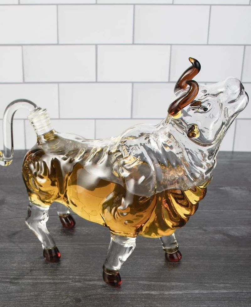 The Wine Savant Charging Bull Head Up 34 oz. Whiskey Decanter