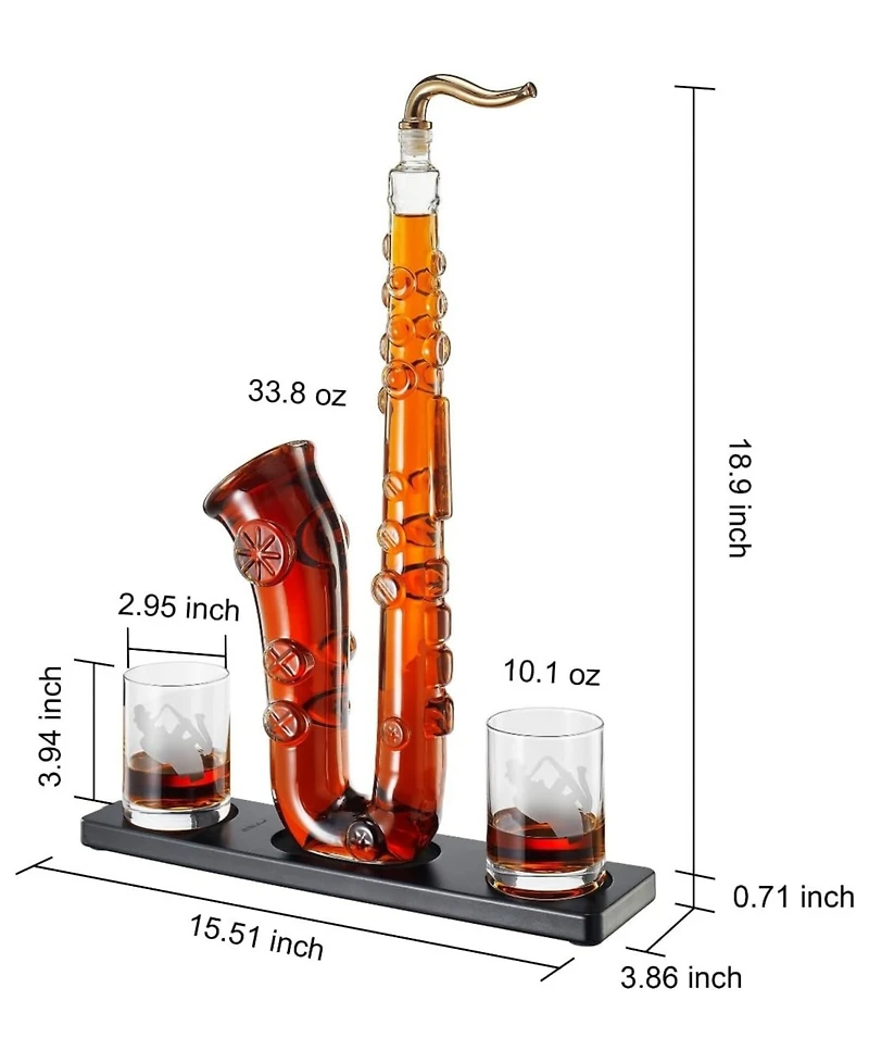 The Wine Savant Saxophone 34 oz. Decanter Set
