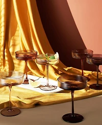The Wine Savant Venus Ribbed Coupe Glasses, Set of 6